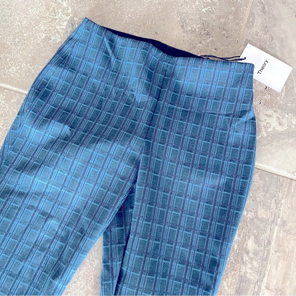 Theory Pull-On Pants Grid Scuba Leggings, Blue Multi Size P, New w/Tag $295 - Picture 4 of 8